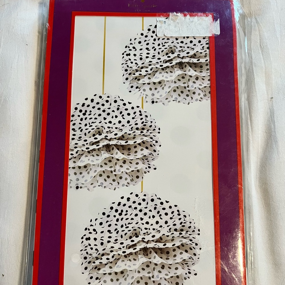 Kate Spade black&white hanging pom poms